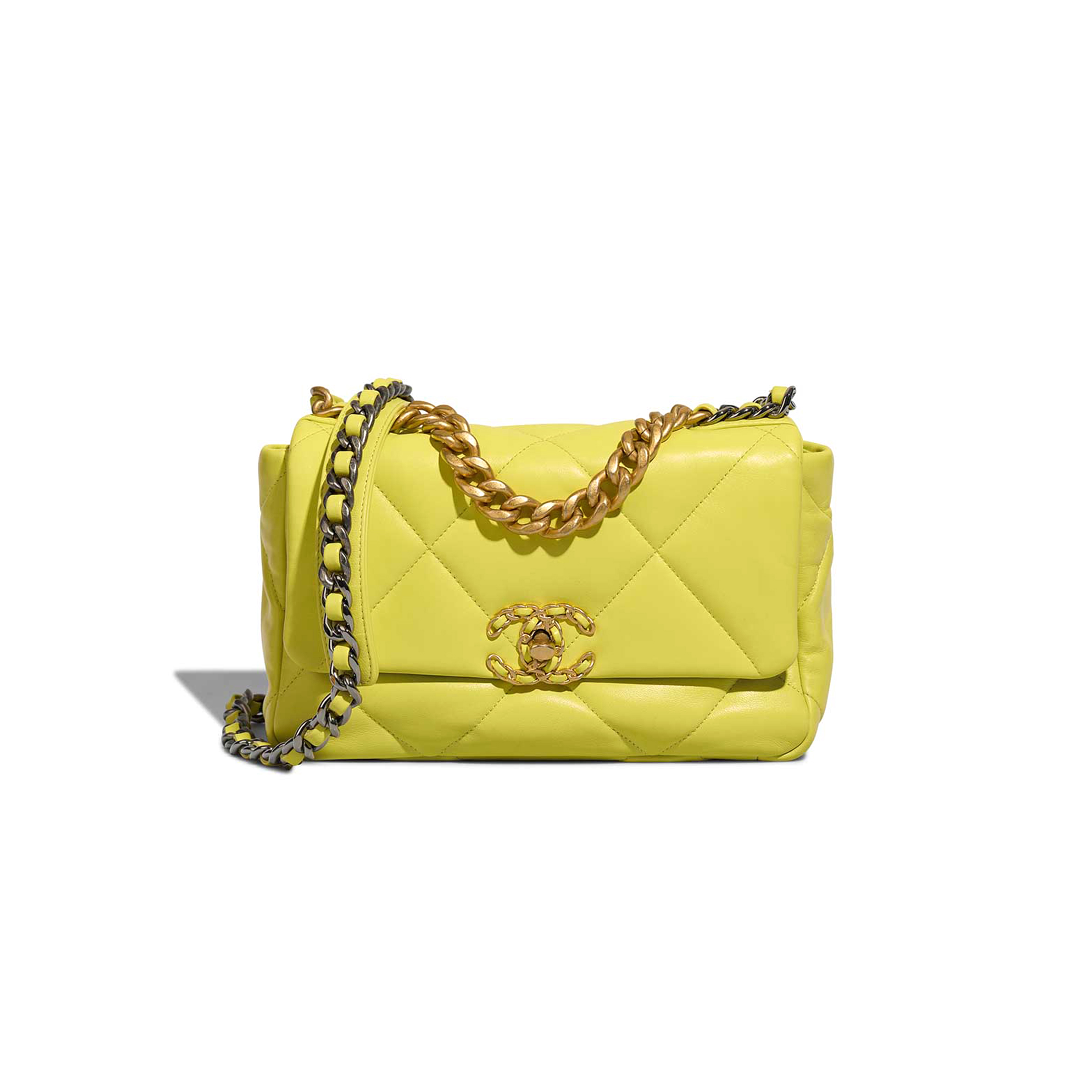 Ch*el 19 flap bag lamb lime yellow as1160 (26*16*9cm)